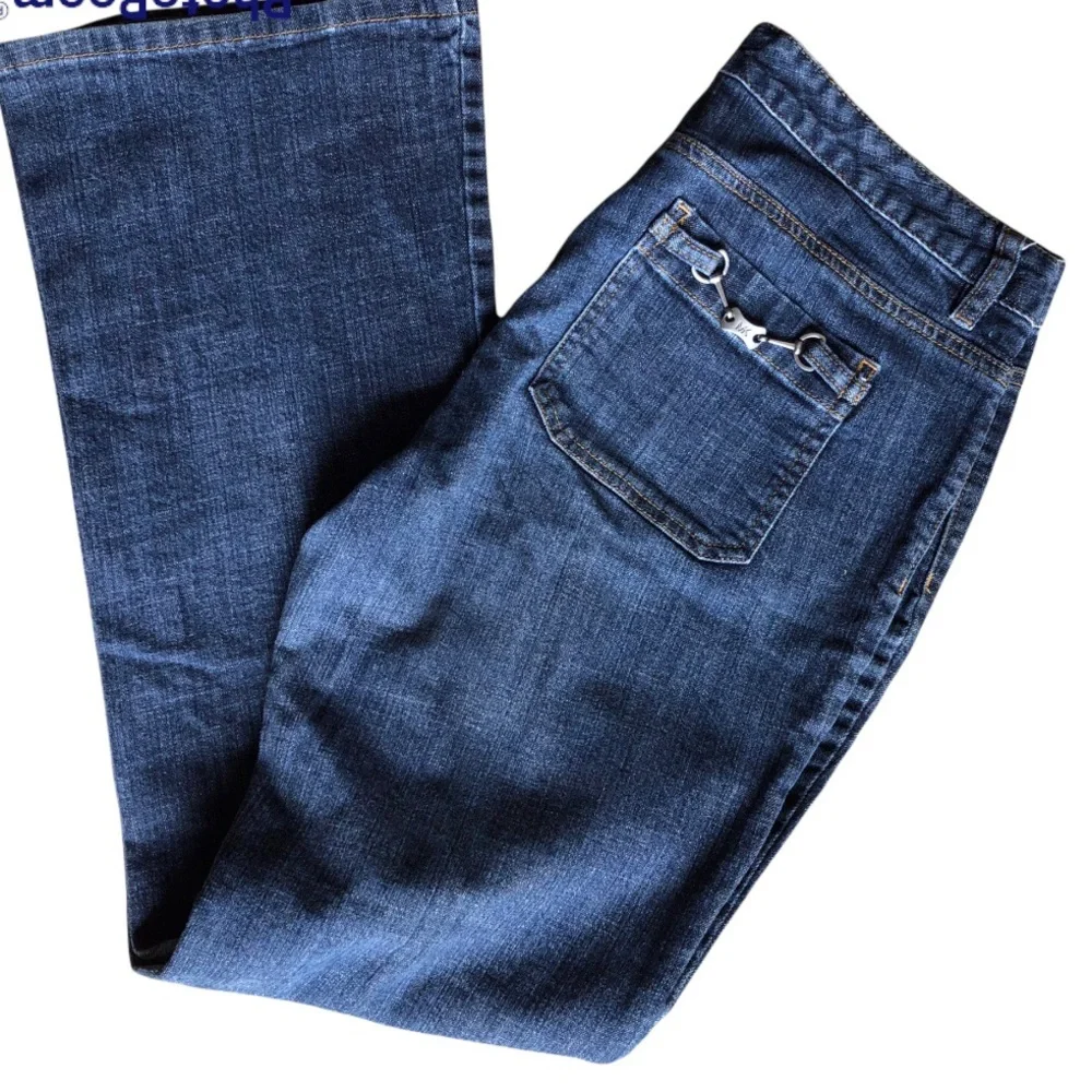 Michael Kors 10 Mid Rise MK Horsebit Flare Bootcut Stretch Medium Jeans Denim